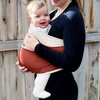 KinCozy Colour-Block Bonding Comforter — parent carrying baby hands-free product photo